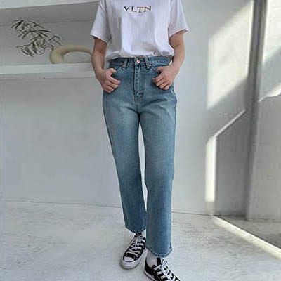 2019 NEW 春 ストレートワイドデニムパンツ