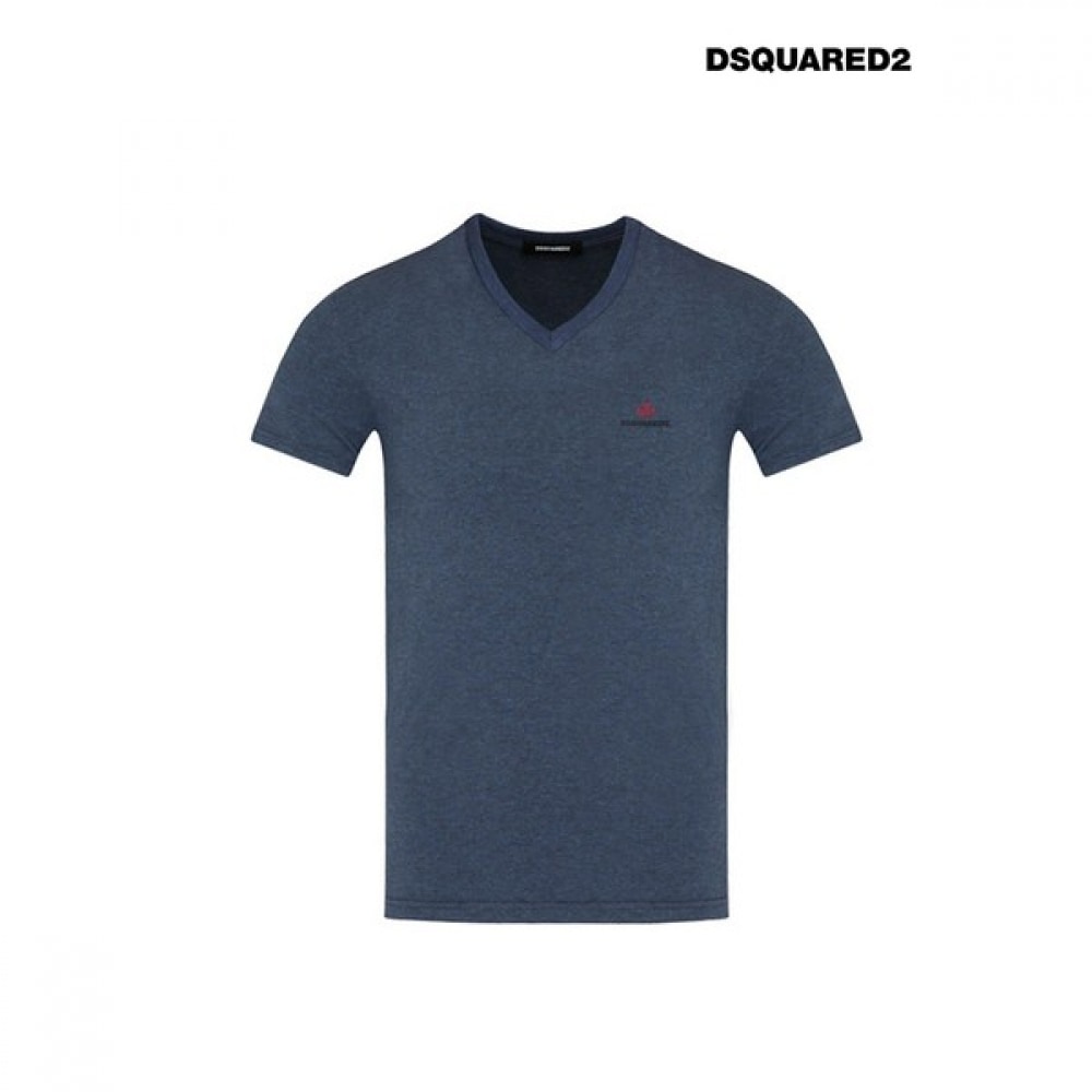 [DISQUARED2] ユニセックスメープル VネックTシャツブルー