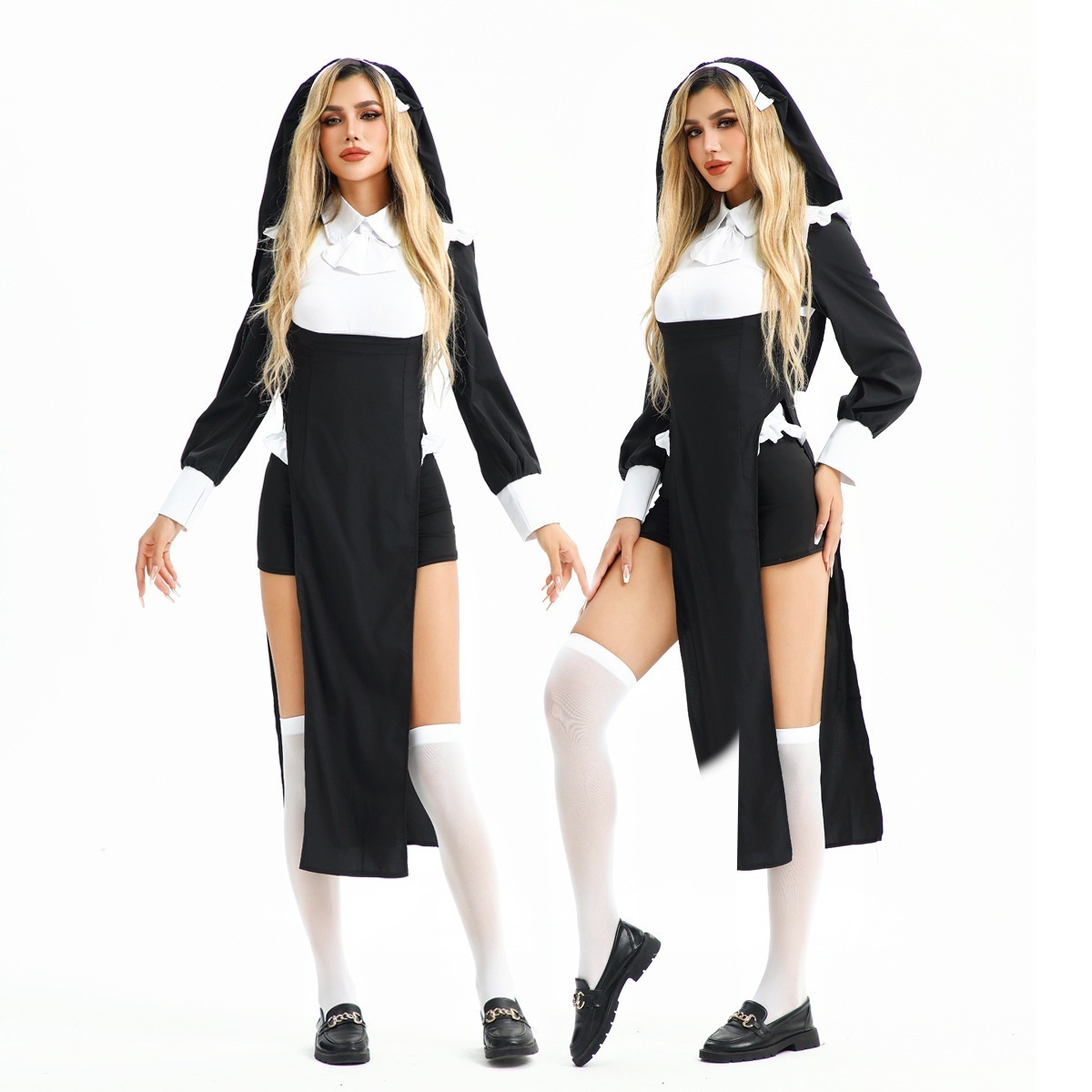 ハロウィンコスチューム デスコス パフォーマンスステージ 修道女服 欧米風 セクシー ホットガール タイトメイド 大きいサイズ ローブ