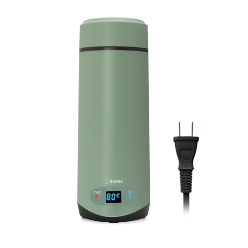 dretec(ドリテック)沸かせる温調ボトル お湯 熱湯 沸騰 温度調節 50/60/70/80/90/95℃ 一人分 アウトドア キャンプ 車中泊 ミルク 病院 ホテル 旅行 小さい 小型 グリーン