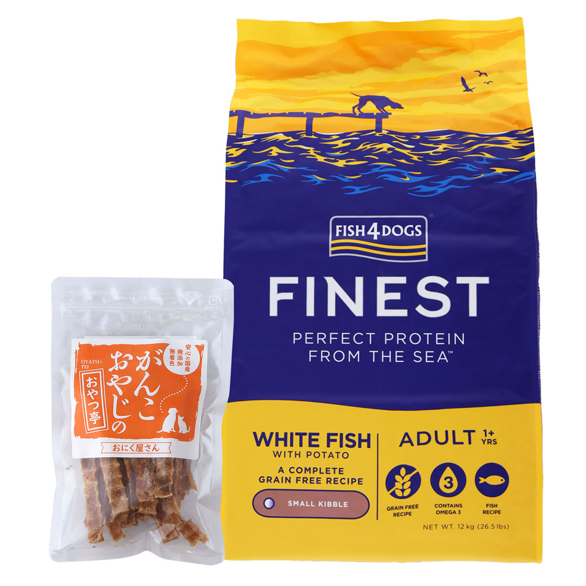 ファイネスト オーシャンホワイトフィッシュ 小粒 12kg【国産たじま鶏ジャーキー40g付き】