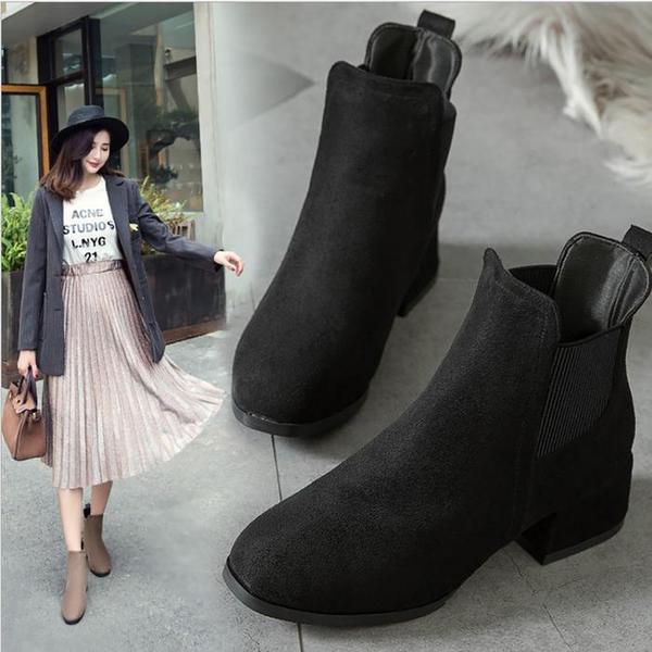Q7 スエードアンクルブーツ レディースブーツ ローヒールブーツ (S6171719)