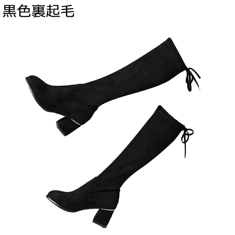 ロングブーツ スエード ハイヒール5cm リボン ボア付き 裏起毛 レディースシューズ 秋冬 セクシー 撥水 ストレッチブーツ 長靴 歩きやすい 婦人靴 細見え 粗いかかと 太ヒール 外出 通勤 ブラ 5,682円