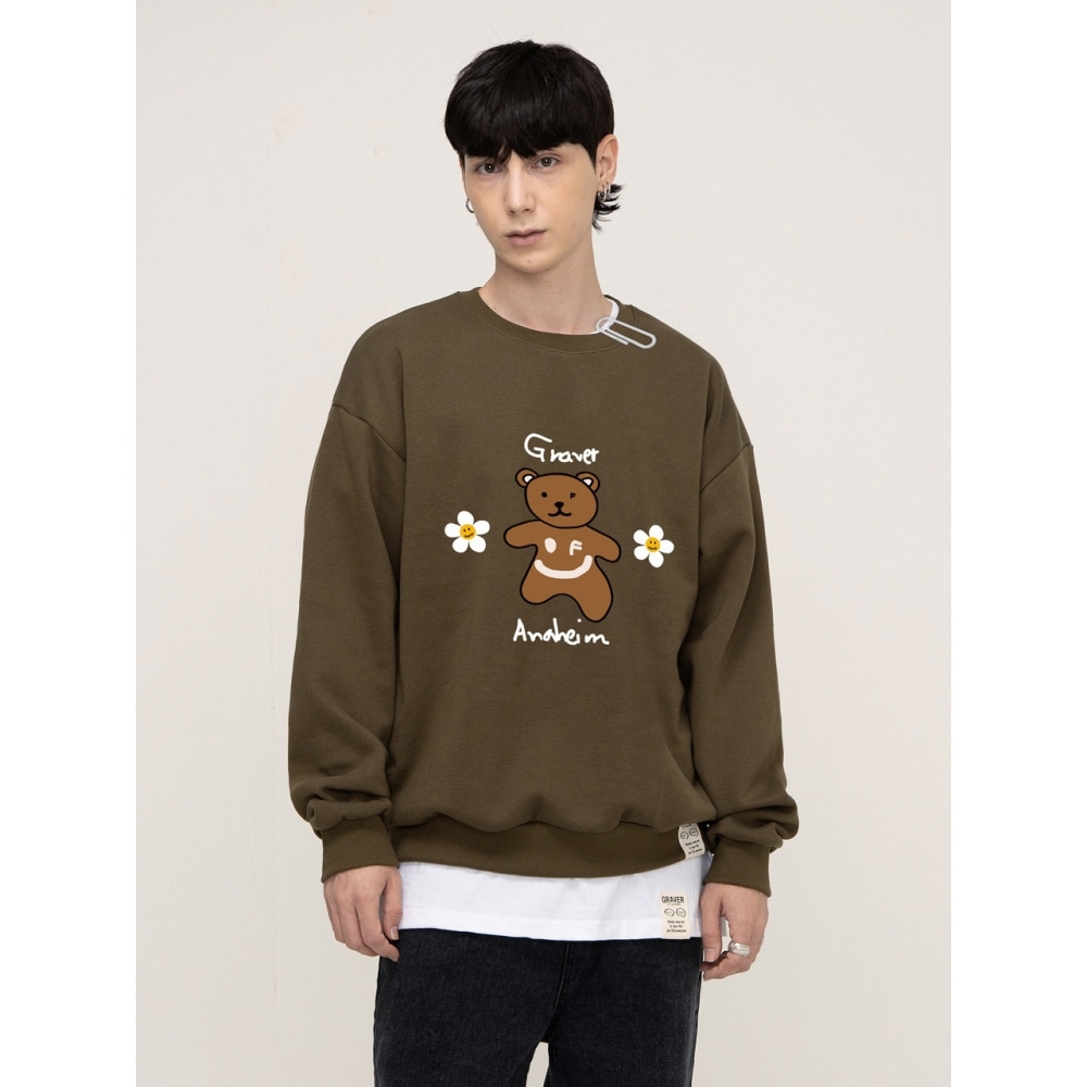 GRAVER ビッグベアフラワースマイルマンツーマンカーキ 8,515円