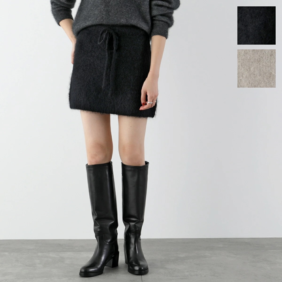 The Garment ザ ガーメント ミニスカート bern mini a 20752 レディース ファー ミニ丈 アルパカ混 ニット レイヤード カラー2色