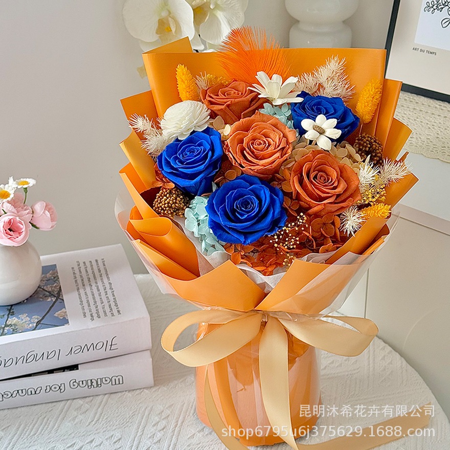 独占販売卒業シーズン贈り物 バレンタインデー 永遠の花束 完成品 本物の花 バラ 雲南省 高級ストレートヘア 枯れない2つの方がお得です