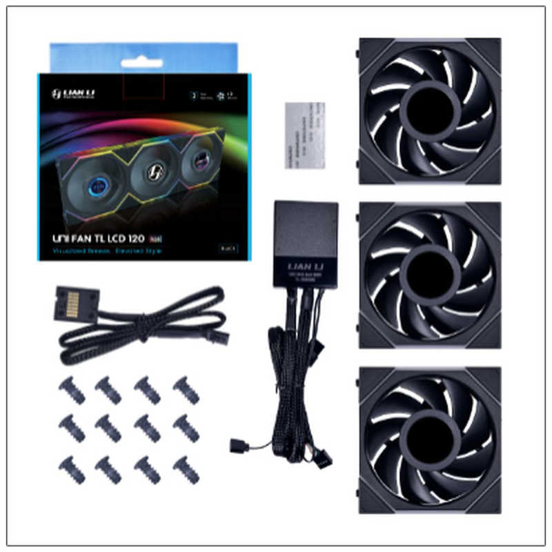 LIANLI　UNI FAN TL LCD 120 BK 3pack (コントローラ付属)　UF-TL120-LCD-3B