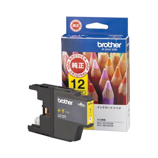 （まとめ） ブラザー BROTHER インクカートリッジ イエロー LC12Y 1個 (×4セット) 6,012円