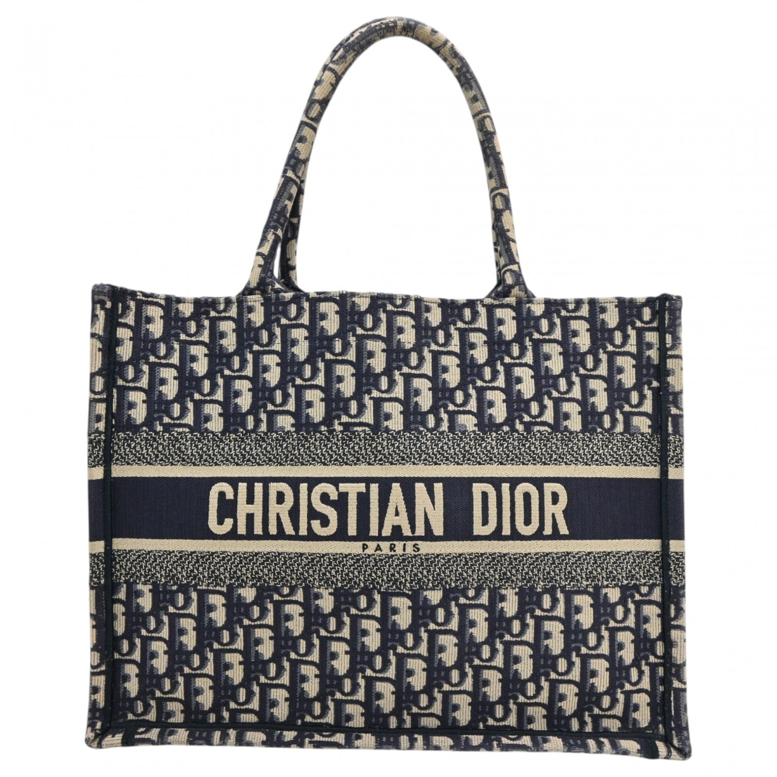ディオール オブリーク ロゴ ブックトート ミディアム トートバッグ ネイビー Bランク di95157ju