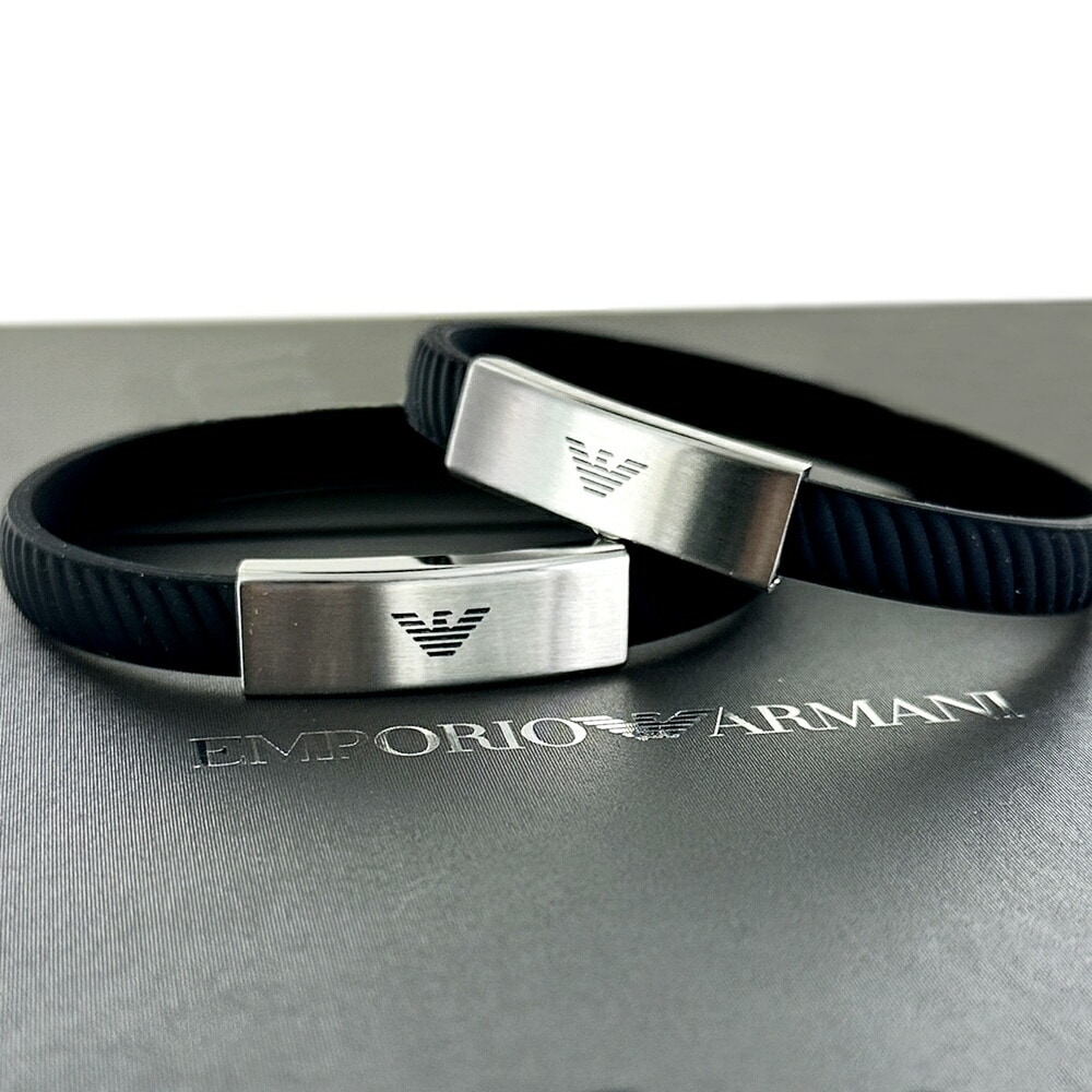 ペアブレスレット 大人 ブランド シンプル エンポリオアルマーニ ブラック ラバーブレスレット ブレスレット 夫婦 カップル お揃い プレゼント ペアギフト ペアアクセサリー 誕生日プレゼント 結婚