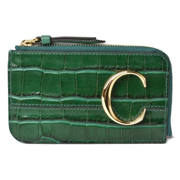 ミニ財布/コインケース/カードケース Chloe 財布/ポーチ CHLOE C/ シー クロコダイル型押し グリーン