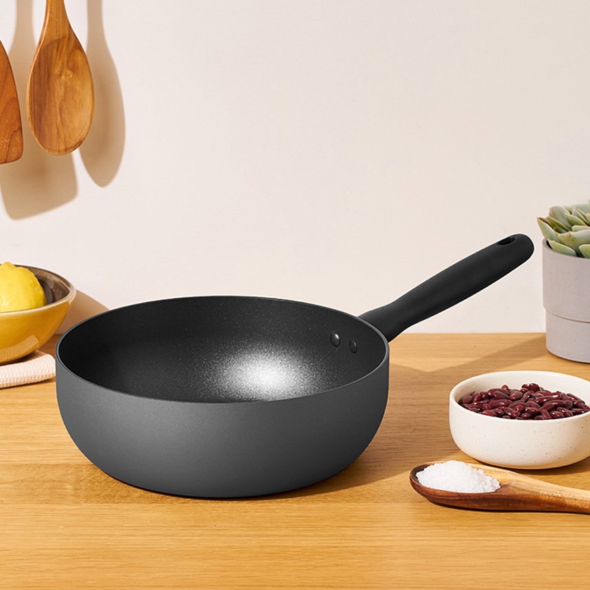 バウハウス IH IH対応 ノンスティック 中華鍋 (24cm) 食器洗い機対応 オーブン対応 PFOAフリー グレー