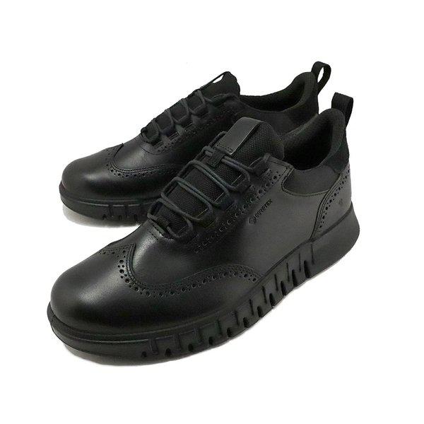 男性ゴアテックススニーカーウィングチップローカットブラック2025FW