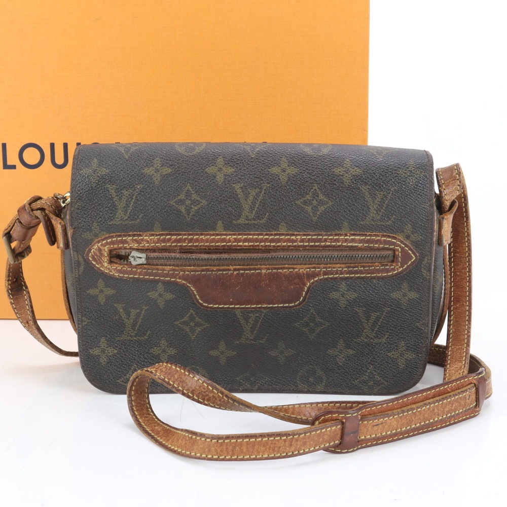 モノグラム サンジェルマン24 M51210 レザー×コーティングキャンバス ショルダーバッグ 斜め掛け ハンド トート レディース RUE CQ9-5 中古