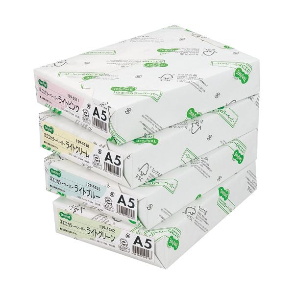 （まとめ）TANOSEE αエコカラーペーパーII A5 ライトピンク 1冊（500枚） [x10]