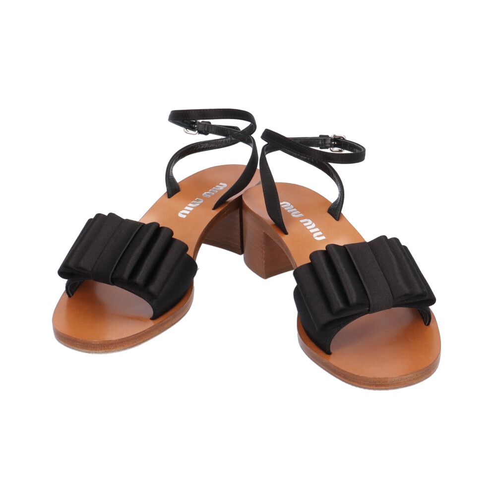 ミュウミュウ サテンリボン サンダル レザー MIUMIU 中古