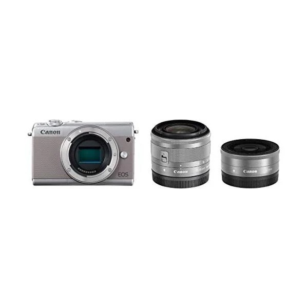 【中古】Canon ミラーレス一眼カメラ EOS M100 ダブルレンズキット (グレー) EOSM100GY-WLK