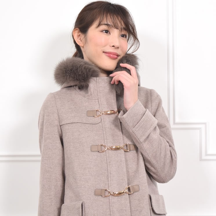 【Merfirge】カシミヤ & ウール ダッフル コート フォックス トリム (CA3301)