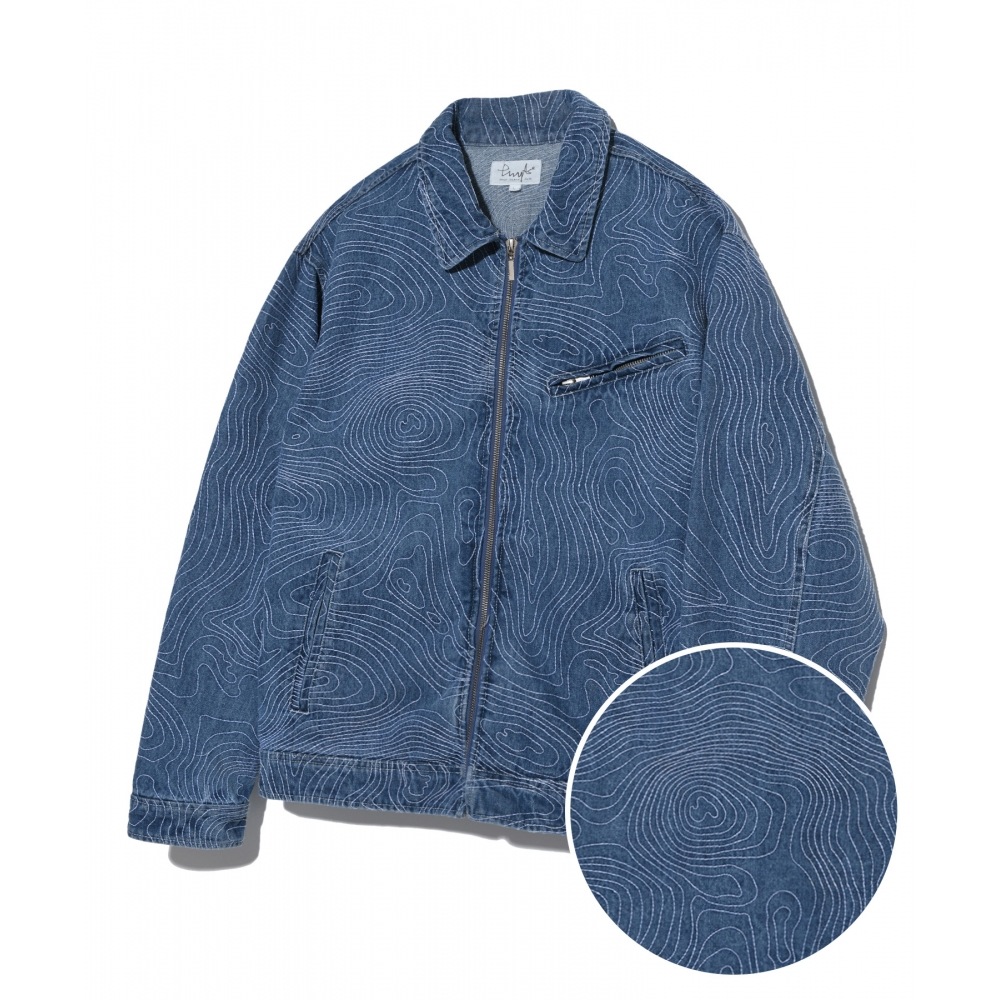 体育部 PHYPS コンターマップデニムジャケットライトブルー