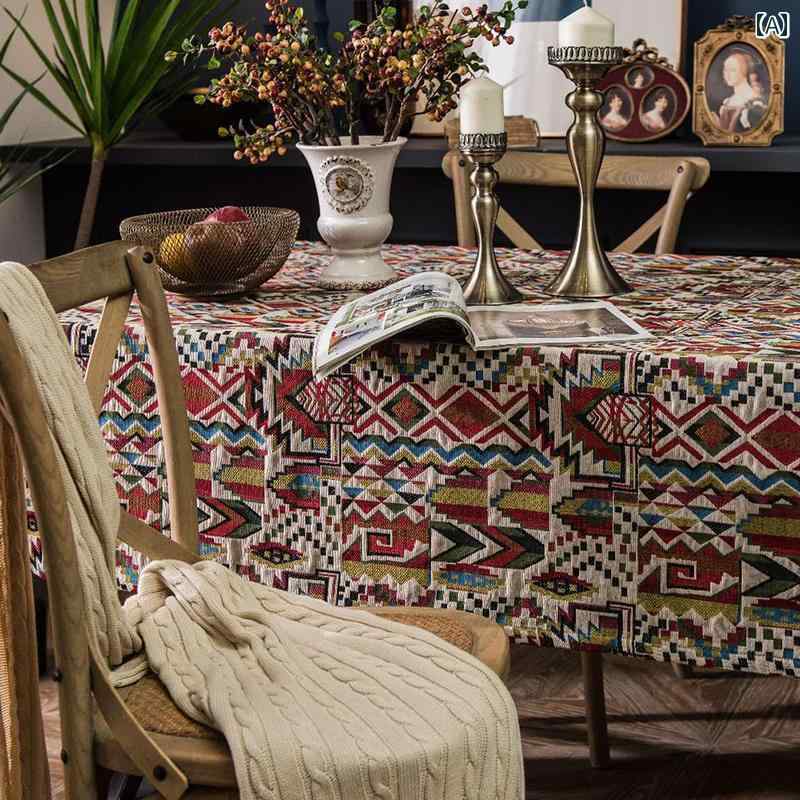 テーブルクロス おしゃれ インテリア ティー コーヒー エスニック 厚手 コーヒー アメリカン 長方形 軽量 涼しい レトロ