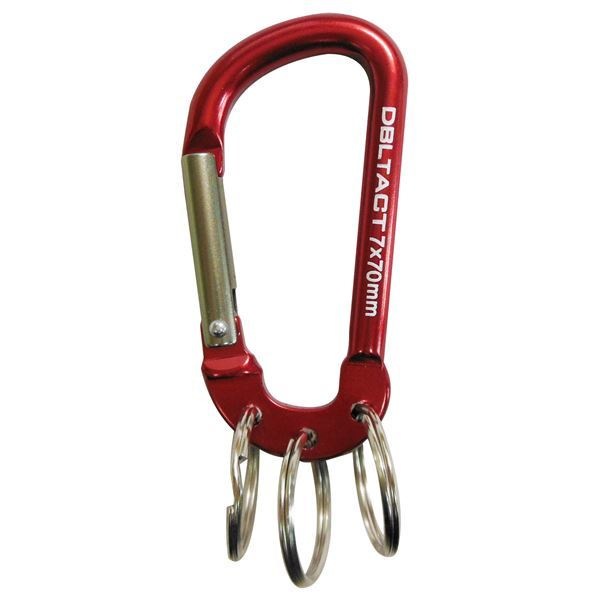 （業務用50個セット） DTアルミカラビナ キーリング付き7mm レッドXガンメタS DT-AKT-372
