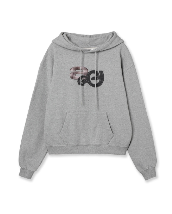 【aeae】 APPLIQUE LOGO HOODIE : MELANGE GREY
