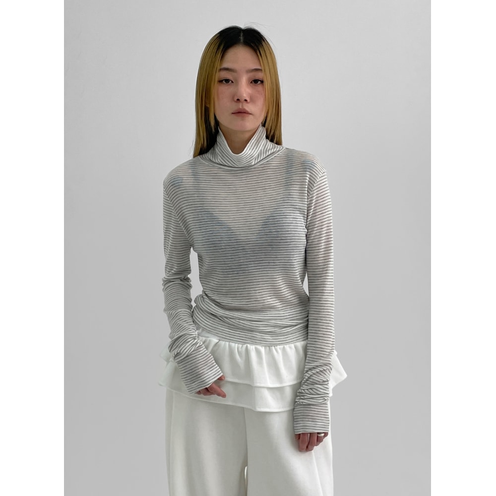 ブラックアップウツメストライプポーラティ (30% ウール)