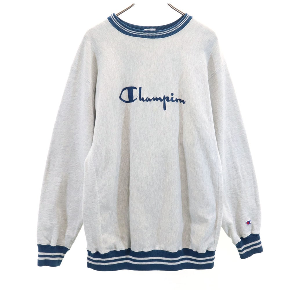 90s リバースウィーブ USA製 刺繍タグ オールド 長袖 スウェット トレーナー XXL グレー 裏起毛 ビッグサイズ メンズ