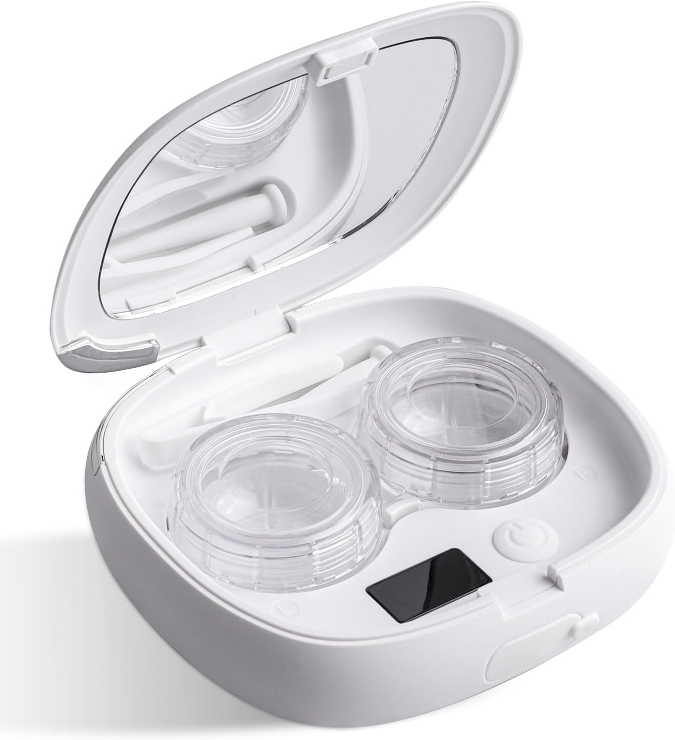 電動コンタクトレンズ洗浄器 ミニサイズ 携帯用 化粧鏡付き IPX7防水 ハード・ソフト・カラコン対応