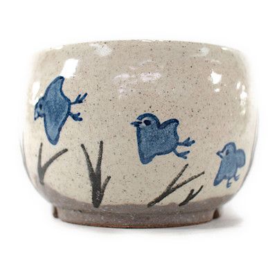 【信楽焼】【植木鉢】粉引絵付（千鳥） 4号鉢【盆栽鉢 ミニ盆栽 陶器 植え替え 鉢 おしゃれ かわいい 園芸職人12cm】 5,227円