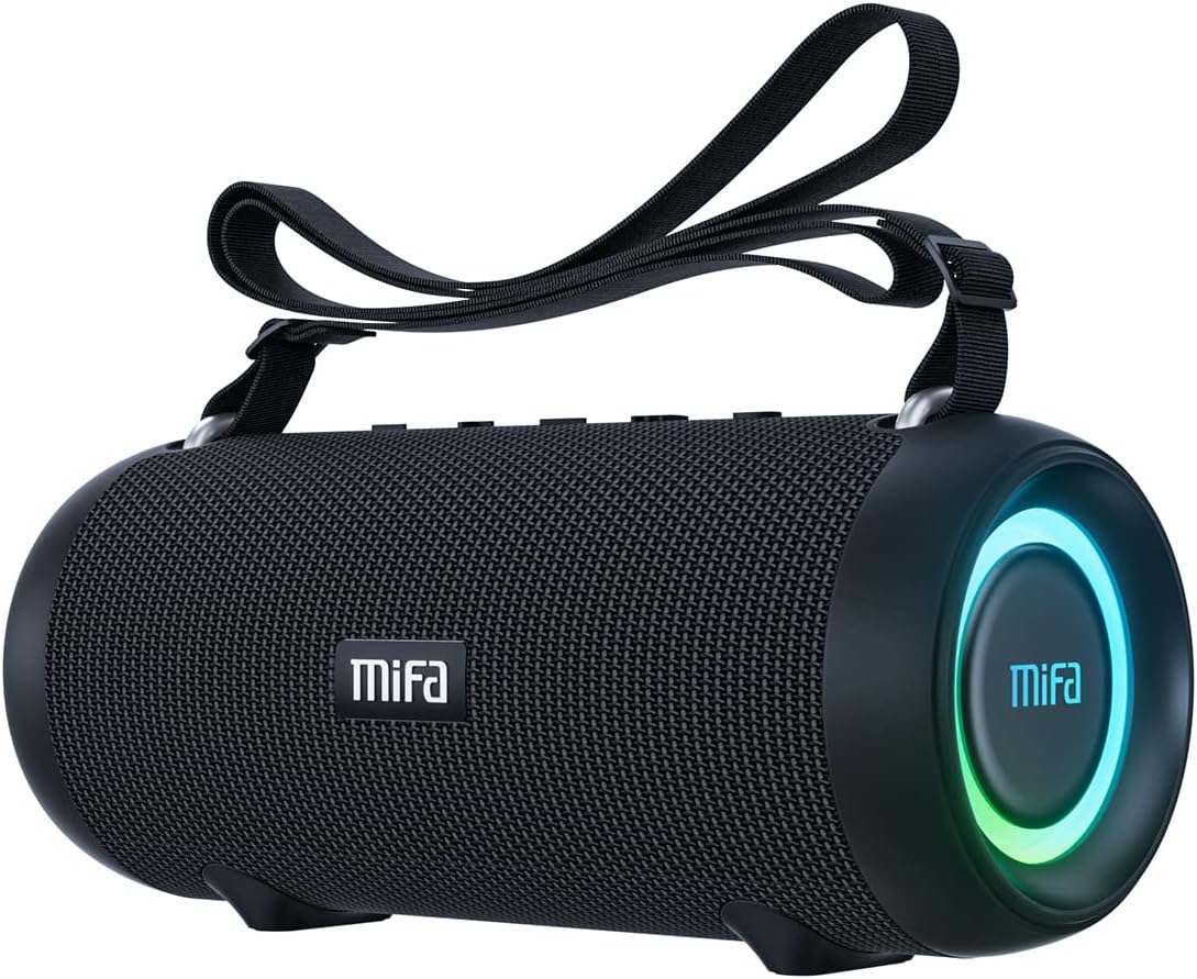 MIFA A90 Bluetoothスピーカー IPX7防水 60W大音量 ワイヤレスステレオ対応 RGB LEDライト 30時間連続再生 Micro SDカード対応 TWS機能 USB C充電 保護