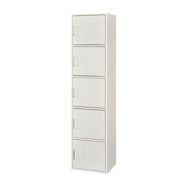 白井産業 FUL-1845 5D WH 5枚扉のシンプルキャビネット フルニコ ホワイト メーカー直送