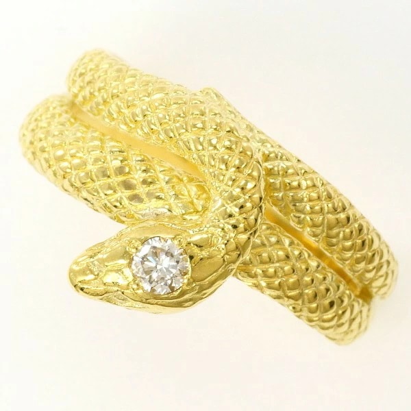 K18 18金 YG リング 指輪 12.5号 ダイヤ 0.08 カード鑑別書 ジュエリー 中古