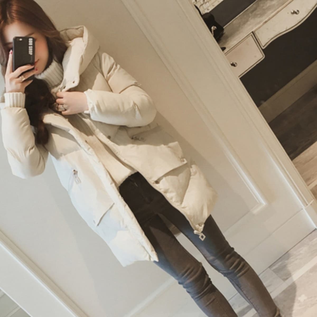 アウター コート ミディアム丈コート 長袖 フード付き 前開き ファスナー ボタン ポケット ミディアム丈 中綿 かわいい 大人可愛い きれいめ シンプル 上品 おしゃれ かっこいい カジュアル