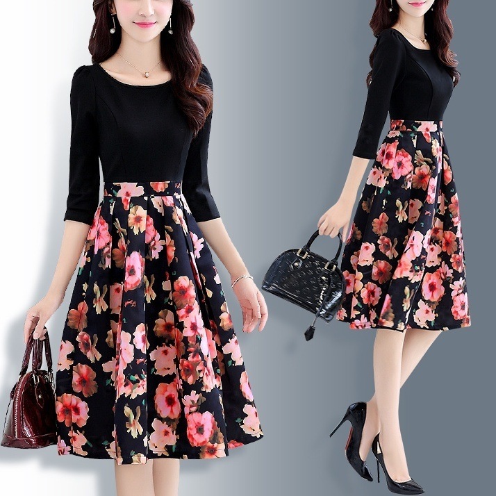 3色 ワンピース 長袖 春夏 きれいめ aライン シャツワンピース aライン Aライン フレア 膝丈 ひざ丈 膝上 膝下 ミモレ丈 七分袖 Uネック ラウンドネック 襟なし フレア セミフレア スリム 9,161円