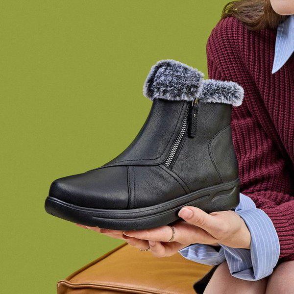 軽量クッションファー起毛女性アンクルブーツ1XWA68XM-GN
