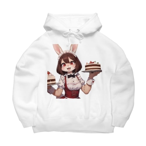 【文字入れ可能受注生産】ウサギの女の子　メイド　ケモナー　ダブルケーキ ビッグシルエットパーカー
