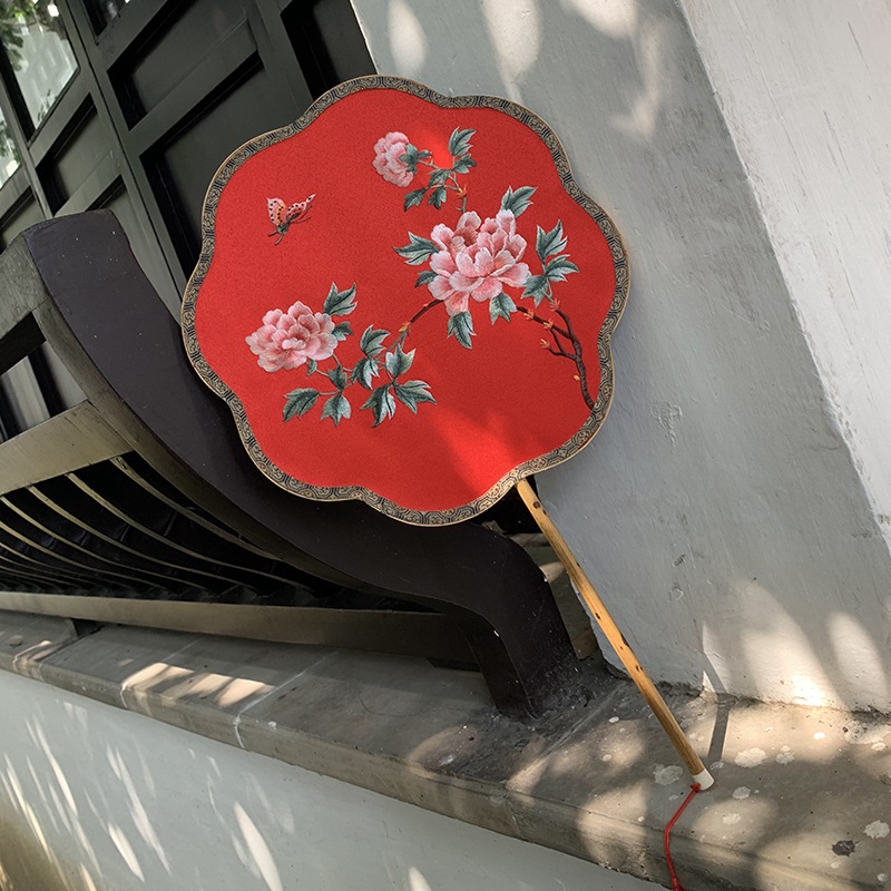 蘇州刺繍された古代のファン刺繍xiangfei手作り蘇州丸いファン竹宮殿両側ハンフラウンドファン