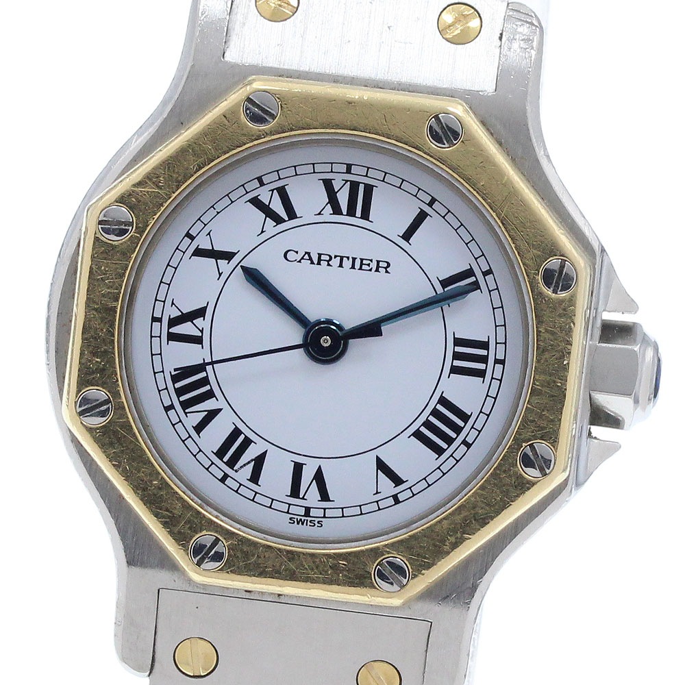 カルティエ CARTIER サントスオクタゴンSM YGベゼル 自動巻き レディース _952558【中古】