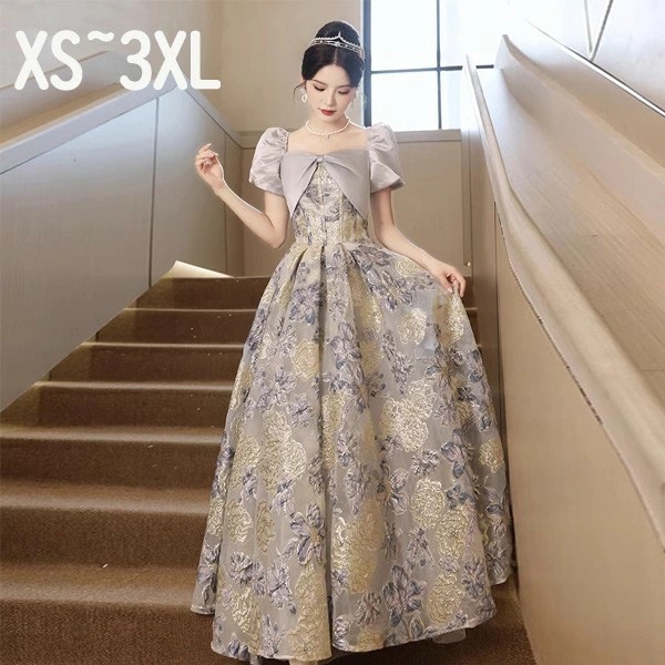 お買い得ドレス 大人 ピアノ発表会 演奏会 ロング丈 結婚式 半袖 編み上げ レディース ワンピース パーティードレス 二次会 女子会 成人式 おしゃれ 可愛いロングドレス 袖あり お呼ばれ 20代