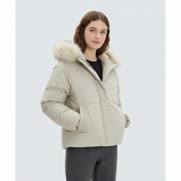 SNOWPEAK APPAREL プレミアム 女性 フード ヘビー グース ジャケット S24WWTDJ33 ライトベージュ