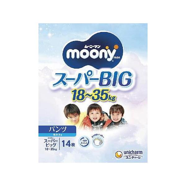 【6個セット】ユニチャーム moony ムーニーマン スーパービッグ 男の子用 14枚*1ケース