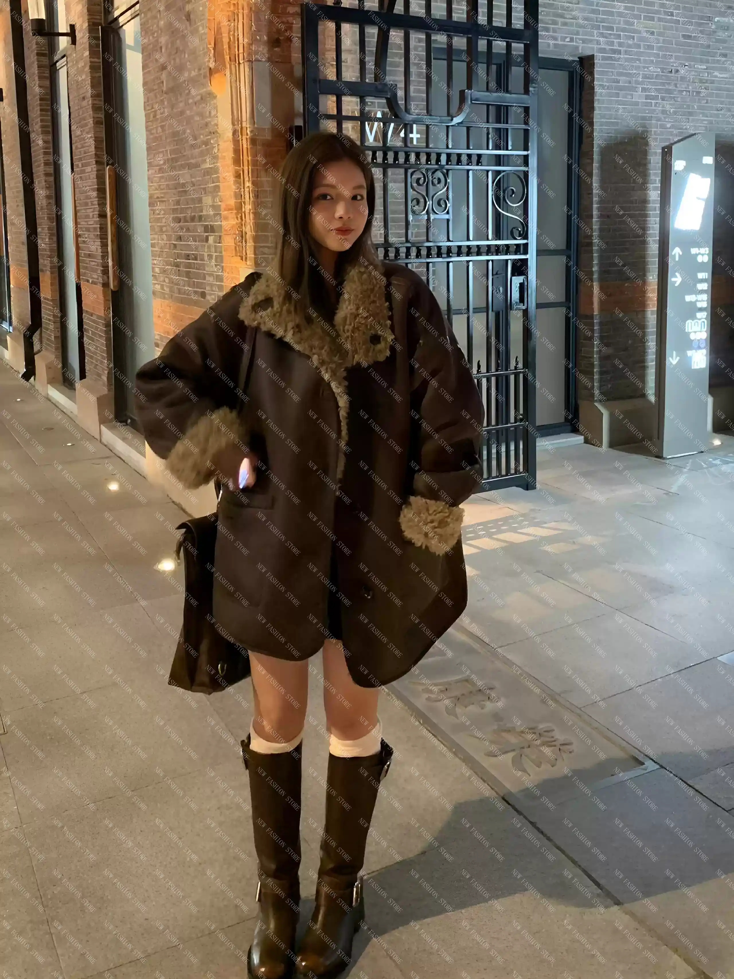 コートレディース冬ミディアムコットン高級感保温コート-44