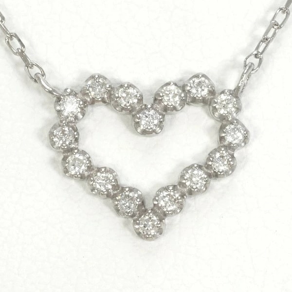 K18 18金 WG ホワイトゴールド ネックレス ダイヤ 0.10 約41cm ジュエリー 中古