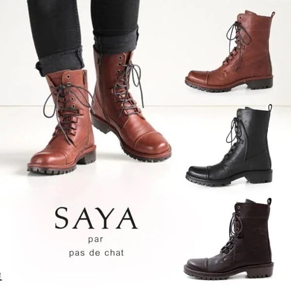 SAYA ブーツ サヤ ラボキゴシ 靴 50432 本革 レースアップブーツ レディース ショートブーツ ビブラムソール 編み上げブーツ 23,904円