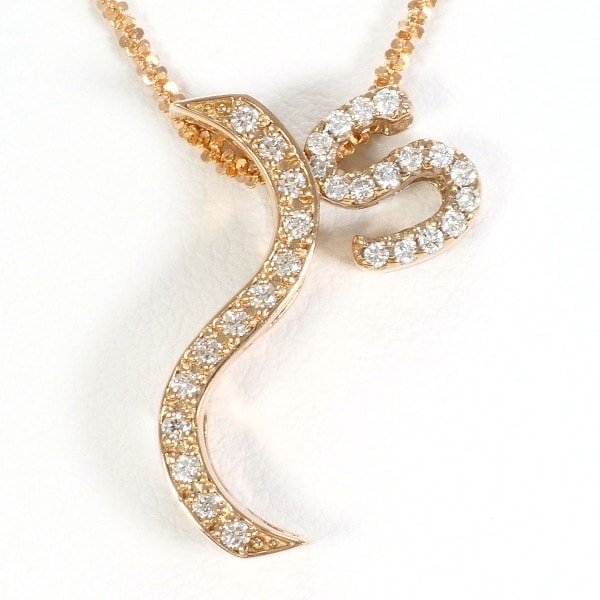 K18 18金 PG ネックレス ダイヤ 0.10 0.09 カード鑑別書 ジュエリー 中古