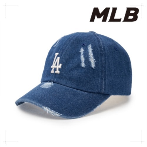 MLB公式正規品 キャップ Damage Washing Denim Unstruck Ball Cap LA (Indigo)