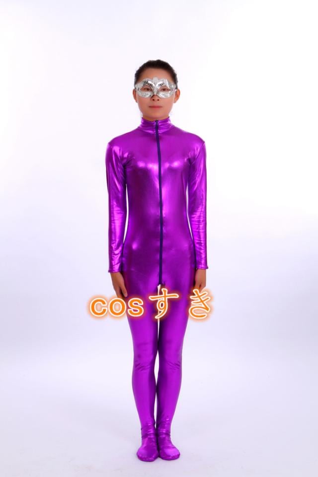 【新品開催 】全身タイツ 紫　 顔 開口 通気 柔らかい 弾力と伸縮性あり （眼帯なし）コスプレ衣装 イベント コスチューム