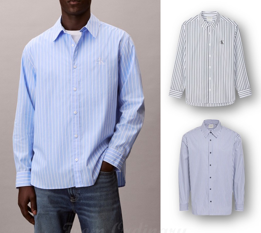 Striped Washed Poplin Relaxed Shirt (4RF106G)