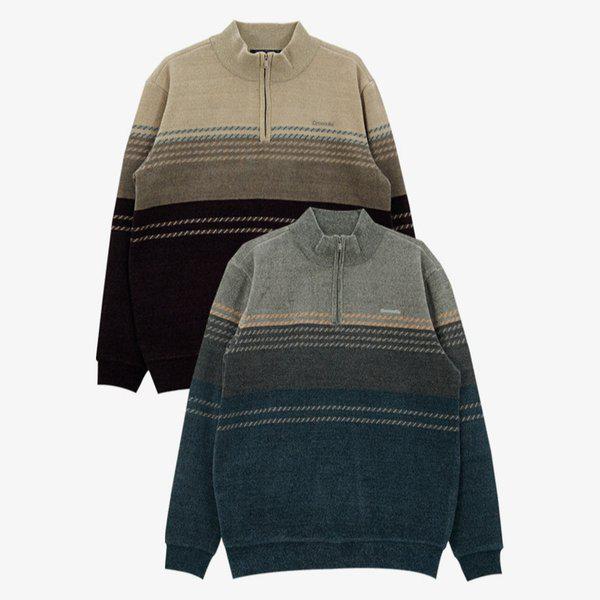 シェニールパターンハーフジップ起毛ニットCDAABKW4361_JJ